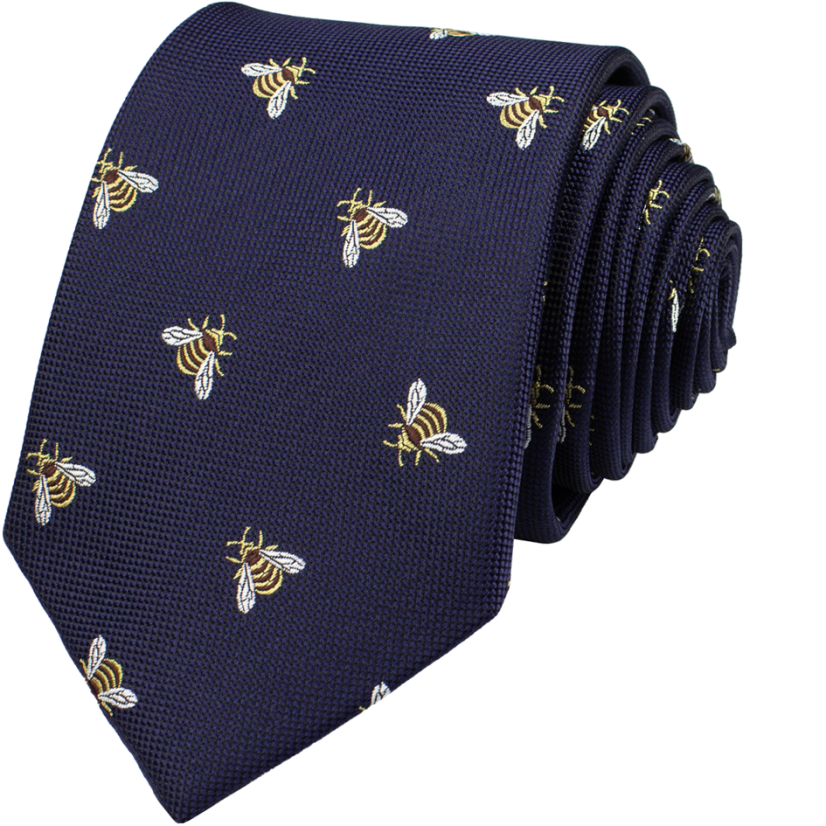 Tmavě modrá pánská kravata VČELA