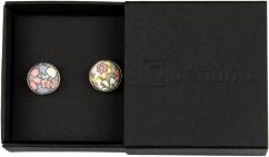 Šedo modré manžetové knoflíčky s barevnými květy