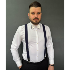 Tlumeně bílý pánský motýlek s jemným vzorem včetně kapesníčku