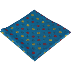Modrý pánský kapesníček s barevnými puntíky