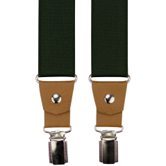 Tmavě zelené pánské široké kšandy s koňakovou pravou kůží