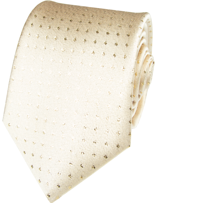 Zlatá pánská svatební kravata s puntíky a kapesníčkem