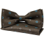 Dark Brown Men's Bow Tie with Turquoise Flowers Including Pocket Square