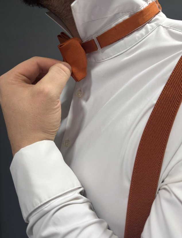 Cihlové pánské kšandy s motýlkem