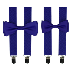 Královsky modrý set kšandy s motýlkem pro tátu a syna