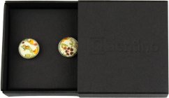 Světle béžové manžetové knoflíčky s žluto oranžovými květy