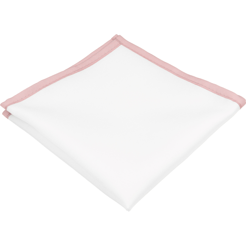 Bílý pánský kapesníček s pudrovým lemem