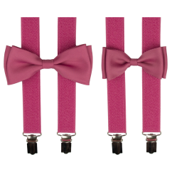 Růžový set kšandy s motýlkem pro tátu a syna