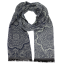 Dark Navy Grey Men's Scarf with Ornamental Pattern and Fringe
