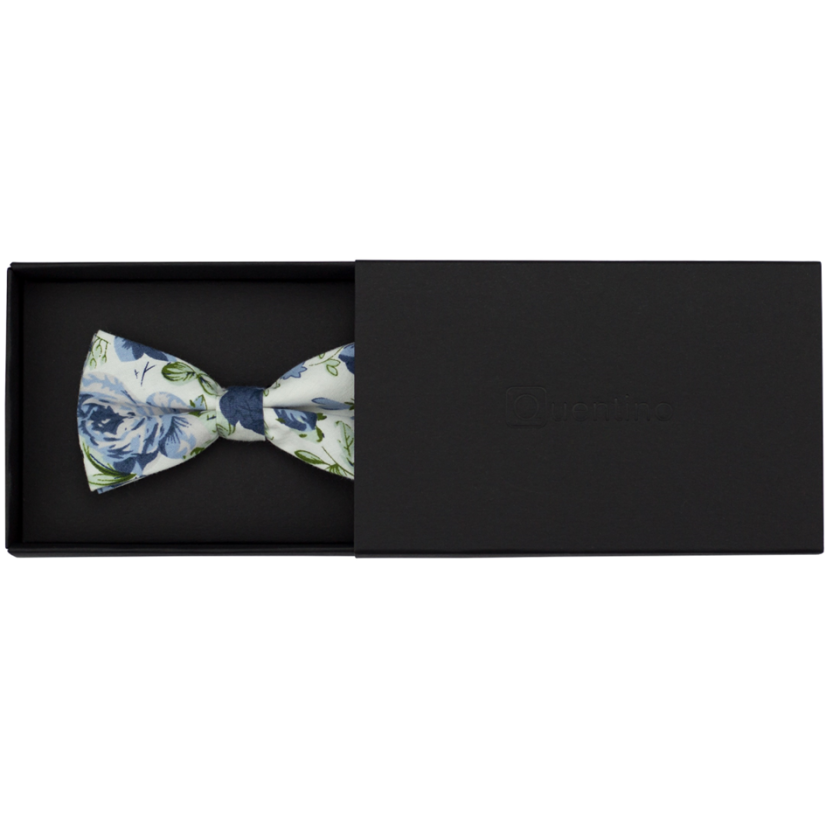 Bílý dětský bavlněný motýlek s modrými květy