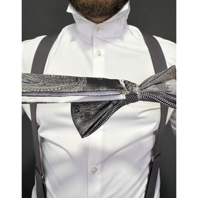 Černo šedý pánský motýlek s jemným vzorem