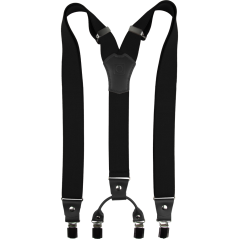 Černé pánské široké kšandy s černou pravou kůží