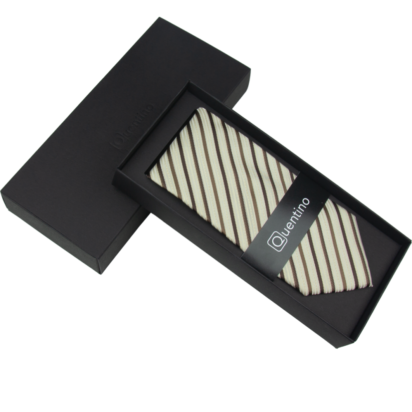 Beige and Brown Men's Striped Necktie