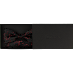 Černý pánský motýlek s bordó ornamentálním vzorem