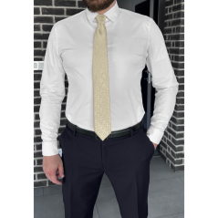 Béžová pánská kravata s elegantním ornamentálním vzorem