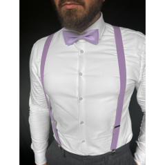 Purple Men's Suspenders with Bow Tie