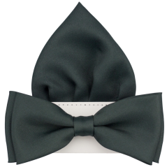 Tmavě šedý pánský motýlek matný s kapesníčkem