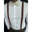 Brown Men's Suspenders with Cotton Floral Bow Tie