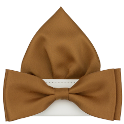 Skořicový pánský motýlek matný s kapesníčkem