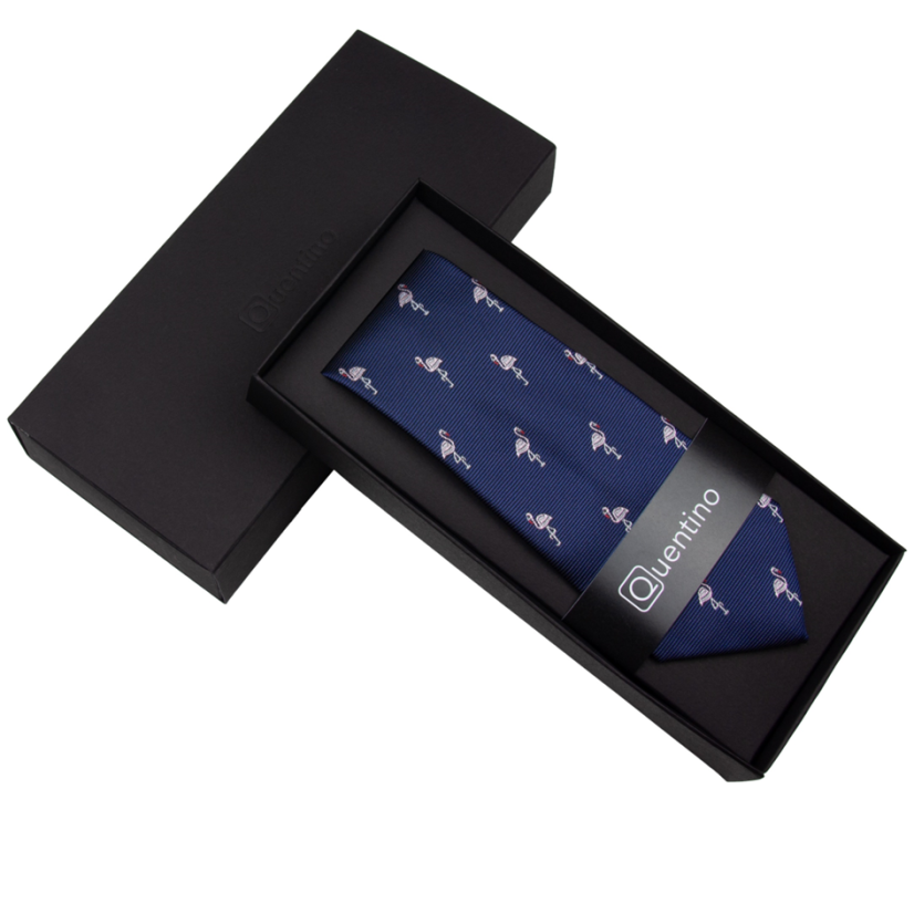 Tmavě modrá pánská kravata PLAMEŇÁCI