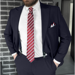 Vínově červená pánská sada s proužkovanou kravatou