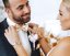 Beige and Gold Men's Shiny Bow Tie