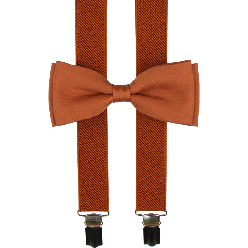 Cihlové pánské kšandy s motýlkem