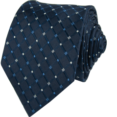 Dark Navy Men's Silk Necktie with Subtle Geometric Pattern
