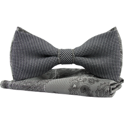 Black Grey Men's Bow Tie with Subtle Pattern