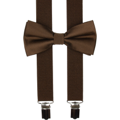 Brown Men's Suspenders with Bow Tie