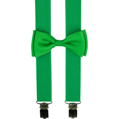 Zelené dětské kšandy s motýlkem