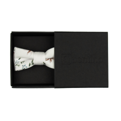 Smetanový MINI dětský motýlek s modro hnědými květy