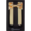 Beige Men's Suspenders with a Cotton Floral Bow Tie