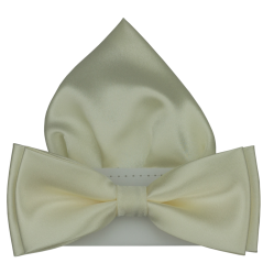 Champagne Men's Bow Tie Glossy with Pocket Square