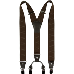 Hnědé pánské široké kšandy s puntíky a pravou tmavě hnědou kůží