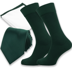 Smaragdově zelený pánský set – kravata, kapesníček a ponožky