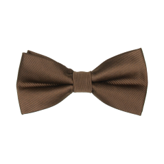 Brown Children's Bow Tie with Embroidered Stripes, Matte Finish