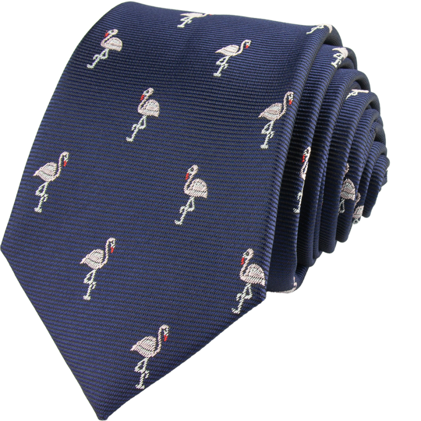 Tmavě modrá pánská kravata PLAMEŇÁCI