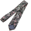 Black Men's Cotton Necktie with Grey-Pink Flowers
