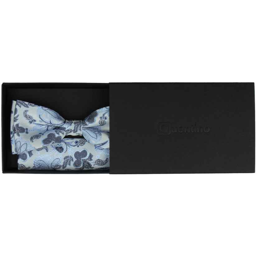 Light Blue Men's Bow Tie with Subtle Pattern Including Pocket Square