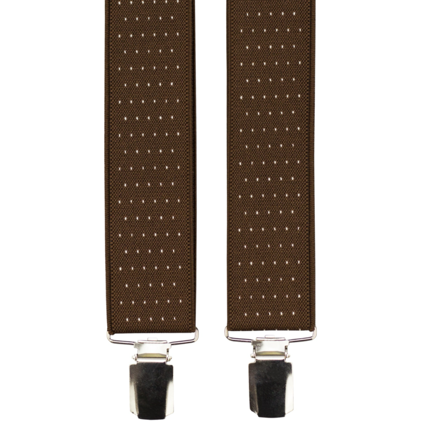 Hnědé pánské široké kšandy s puntíky