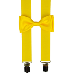 Kanárkově žluté dětské kšandy s motýlkem