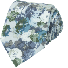 Modrá pánská bavlněná kravata s květy