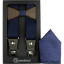 Dark Navy Wide Men's Suspenders with Wooden Bow Tie