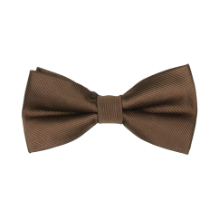 Hnědý dětský motýlek s vyšitými proužky matný