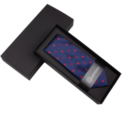 Tmavě modrá pánská kravata SRDCE