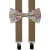 Light Brown Men's Suspenders with Cotton Floral Bow Tie