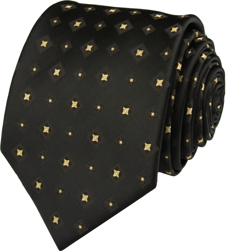 Tmavě hnědá pánská kravata se zlatým vzorem