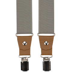 Šedé pánské široké kšandy s koňakovou pravou kůží