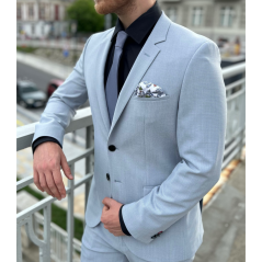 Biely pánska vreckovka so sivo zelenými lístkami